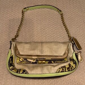 RARE Coach Bonnie Straw and Python-style Demi Clutch Purse